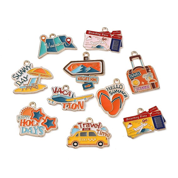 Подвески из эмалевого сплава для отпуска, брелоки для карт/чемоданов/авиабилетов, золотые