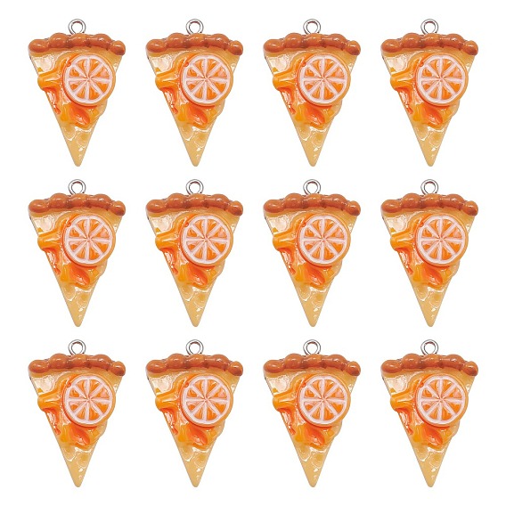 Непрозрачные подвески смолы, с петлями из платинового сплава, имитация еды, треугольная пицца
