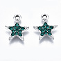 Platinum Plated Alloy Charms, with Rhinestones, Cadmium Free & Lead Free, Star
