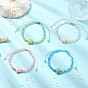 Pulseras de cuentas de turquesa sintética teñida y vidrio chapado en color AB, Joyería ajustable de hilo de nailon trenzado para mujer, tortugas marinas