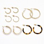 Ring Shape Stud Earrings Set, Imitation Pearl Beads Half Hoop Earrings, Open Hoop Earrings for Women