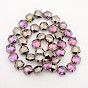 Hexagon Electroplate Half Black Plated Glass Beads Strands, Faceted