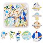 32Pcs 8 Style Alloy Enamel Pendants, Space Theme, Mix-shaped