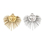 304 Stainless Steel Pendants, Heart with Sun Ray Charms