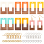 DIY Dangle Earring Making Kits, Including Resin & Wood Pendants, Brass Earring Hooks & Jump Rings, Rectangle