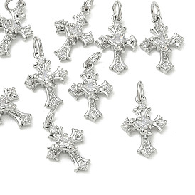 Подвески Shegrace из латуни с микропаве и кубическим цирконием, крест очарование, без кадмия, без никеля и без свинца, прозрачные