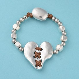 Bracelet en perles de coeur fendu en alliage
