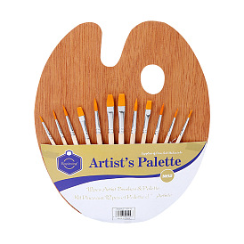Wood Children's Nylon Brush Head Tempera Paint Brush Set, with Aluminium Tube, for Artist Painting Brush Supplies