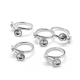 Laiton composants d'anneau pour les doigts, pour la moitié de perles percées, réglable