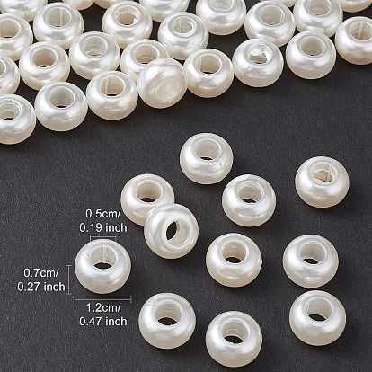 ABS Plastic Imitation Pearl Rondelle Large Hole European Beads
