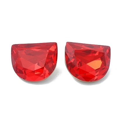 Cabujones de diamantes de imitación de cristal facetado, señaló hacia atrás, semicírculo