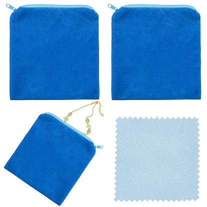 4 шт. микрофибровые сумки для хранения серебряных ювелирных изделий на молнии, для сережек, Браслеты, хранение колец, с тканью для полировки 4 шт.