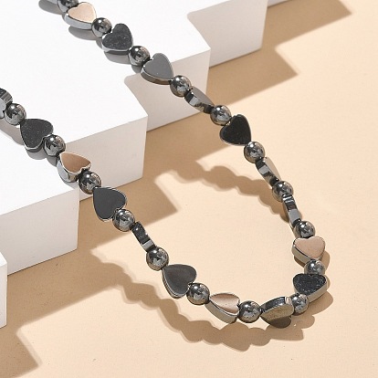 Ожерелья из синтетического немагнитного гематита в форме круглого сердца, Сплав с магнитными застежками, серые