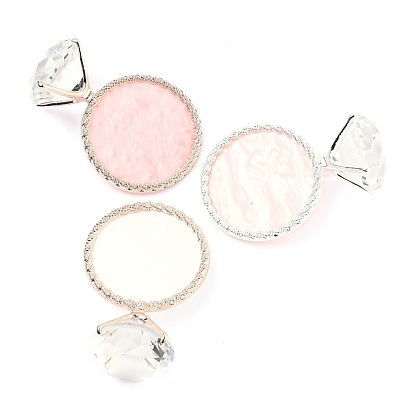 Resin Nail Art Palettes with Diamond Base Nail Mixing Palette Polish Color Mixing Plate Nail Holder, for DIY Manicure Display, Flat Round