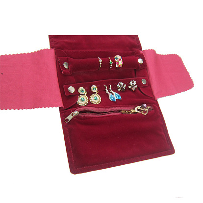 Velvet Jewelry Storage Bags, Portable Travel Jewelry Roll for Earrings, Bracelets, Necklaces Packaging, Rectangle