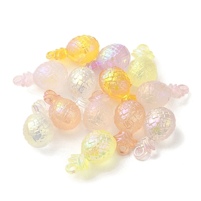 UV Plated Acrylic Beads, Glow in the Dark, Luminous Pineapple