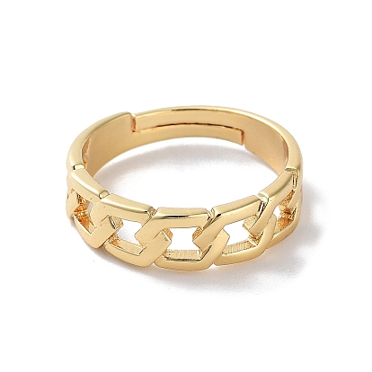 Brass Adjustable Rings for Women, Curb Chains Shape