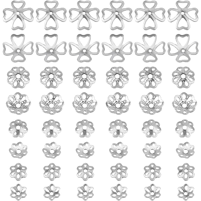 48pcsc 4 Stile 925 Sterling Silber Perlenkappen, Multi-Blütenblatt, Blume
