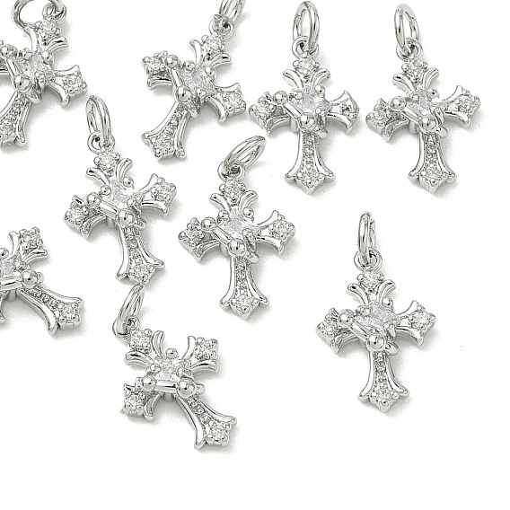 Подвески Shegrace из латуни с микропаве и кубическим цирконием, крест очарование, без кадмия, без никеля и без свинца, прозрачные