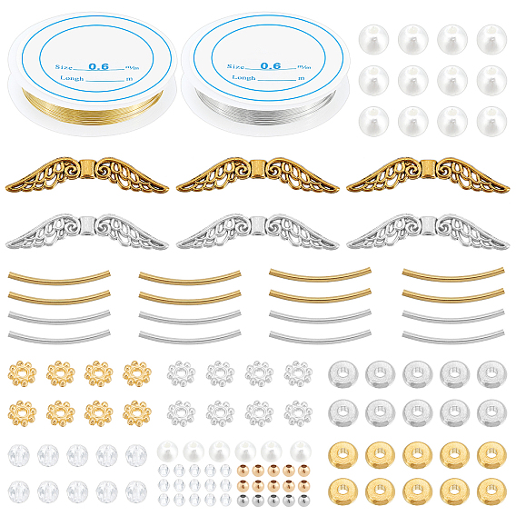 DIY Beads Bangle Making Kit, Including Brass & Alloy & Plastic & Acrylic Beads, Copper Wire