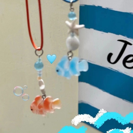 Летние пляжные рыбки и морские звезды пластиковые подвески вощеный шнур ожерелья для женщин и мужчин