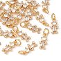 SHEGRACE Brass Micro Pave Clear Cubic Zirconia Charms, Human Charms, Cadmium Free & Lead Free & Nickel Free, Long-Lasting Plated