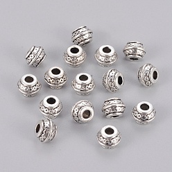 Tibetan Style Alloy Spacer Beads, Lead Free and Cadmium Free, 9mm in diameter,7 mm thick, hole: 3.5 mm