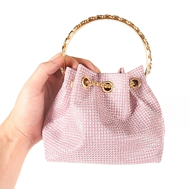 Imitation Leather Handbags, Rhinestone Handle Women Totes Bags