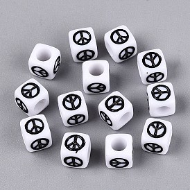 Opaque Acrylic Beads, Craft Beads, Cube & Peace Sign