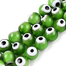 Handmade Evil Eye Lampwork Beads Strands, Round