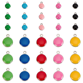 80Pcs 10 Style 304 Stainless Steel Enamel Charms, Enamelled Sequins, Flat Round