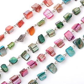 Handgemachte Muschel Perlen-Ketten für Halsketten Armbänder machen, mit eisernem Augenstift, ungeschweißte, Platin Farbe, 39.9 Zoll