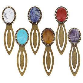 6шт. сплав книжная полка, с натуральным и синтетическим драгоценным камнем