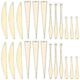 24Pcs 4 Style Brass Pendants, Mixed Shape