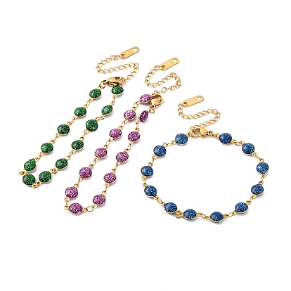 Ионное покрытие (ip) 304 сетка из нержавеющей стали, эмалевый браслет для женщин, реальный 18 k позолоченный