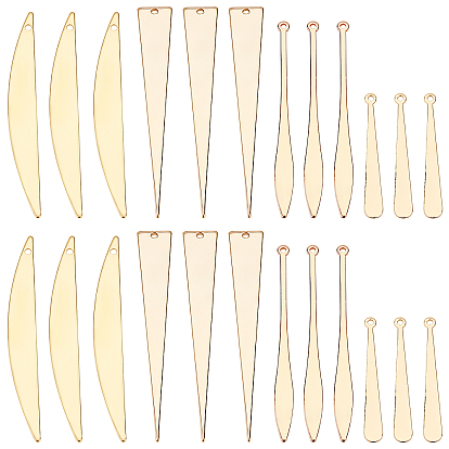 24Pcs 4 Style Brass Pendants, Mixed Shape