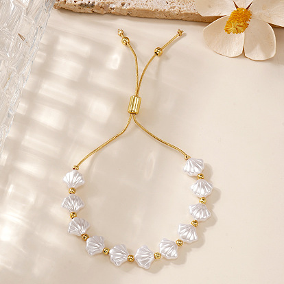 Регулируемые браслеты-слайдеры из искусственной ракушки, 304 из нержавеющей стали змея цепи браслеты