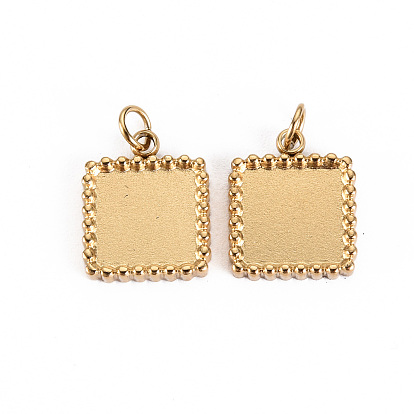 304 Настройки кабошон из нержавеющей стали кулон, с прыжковых колец, квадратный