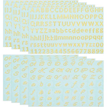 8шт 2 стили латунные самоклеящиеся наклейки с картинками, металлические наклейки для декора корпуса телефона, буква ~ z & число 0~9