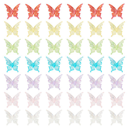 70 шт 7 цвета прозрачные акриловые бусины, бабочка, с покрытием AB цвета