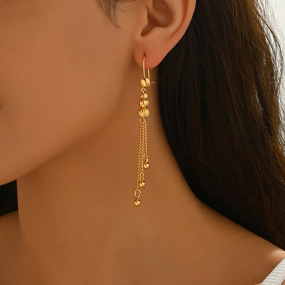 Круглые серьги-кольца с кисточками из латуни