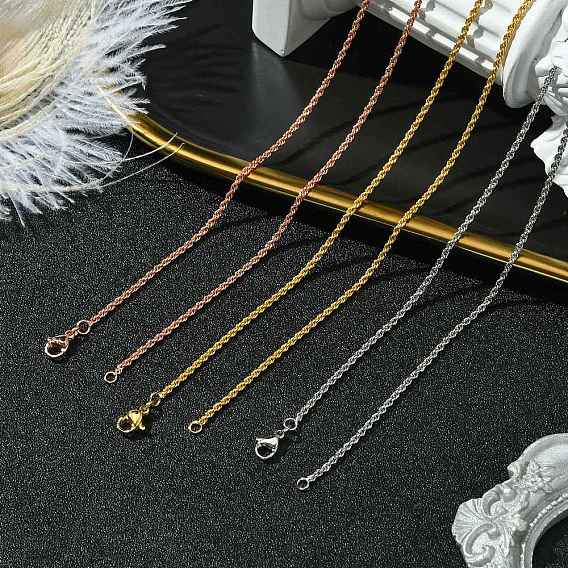 2мм стойка покрытие латунная веревка цепь ожерелья для женщин мужчин, без кадмия и без свинца, 901 застежка из нержавеющей стали, долговечный