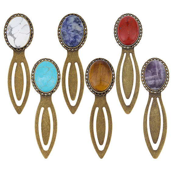 6шт. сплав книжная полка, с натуральным и синтетическим драгоценным камнем