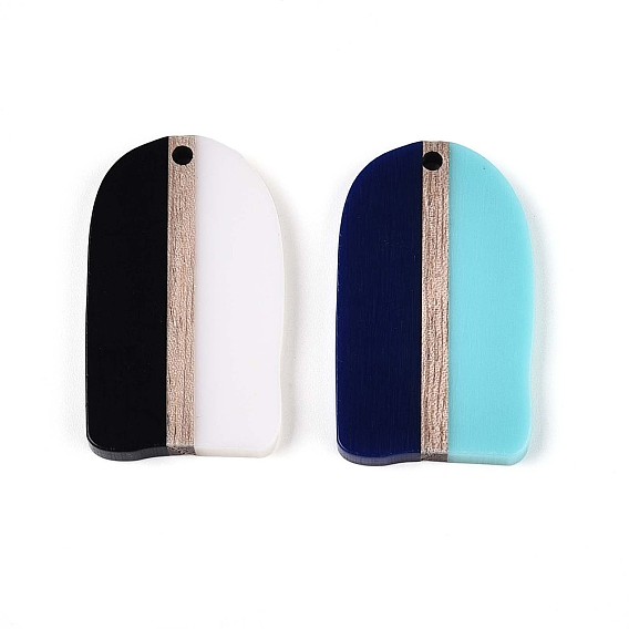 Кулоны из непрозрачной смолы и дерева, арка, два тона