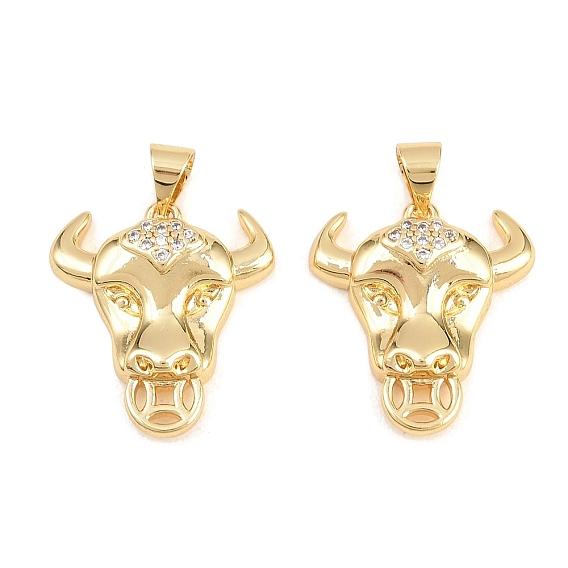Pendentifs en laiton zircon cubique transparent, charmes de tête de bétail