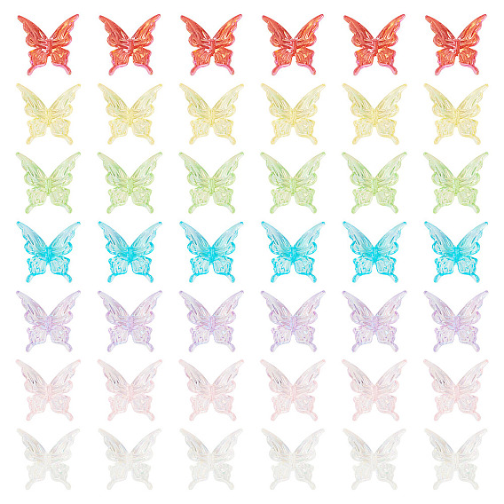 70 шт 7 цвета прозрачные акриловые бусины, бабочка, с покрытием AB цвета