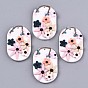 Handmade Polymer Clay Pendants, Oval with Flower
