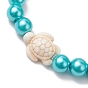 4 шт. 4 цвета, окрашенные летом синтетические бирюзовые черепаховые браслеты, пляжные круглые стеклянные жемчужные эластичные браслеты для женщин