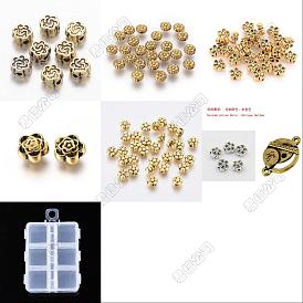 120 pcs 6 styles perles en alliage de style tibétain, fleur