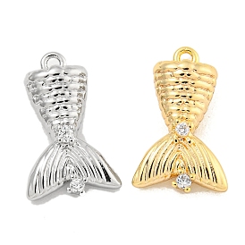 Brass Micro Pave Clear Cubic Zirconia Pendants, Fishtail